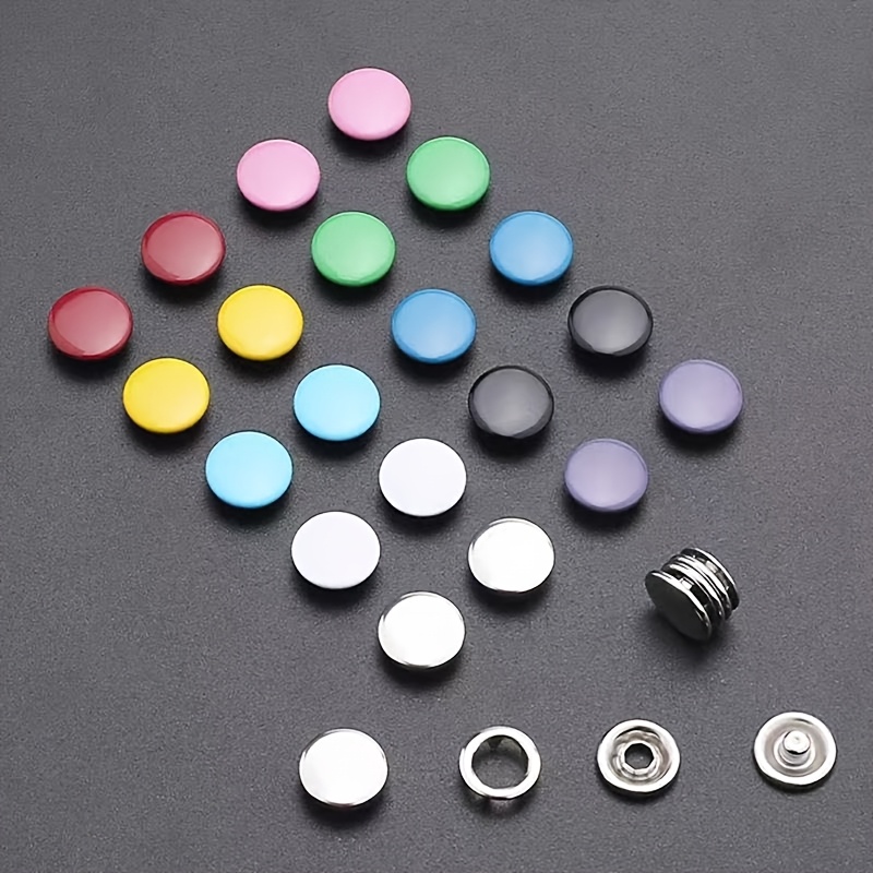 Image of 200pcs Stainless Steel Five-prong Snap Buttons, Colorful Clothing Buttons, Sewing Buttons, Hand-press Buttons, Sewing Pliers