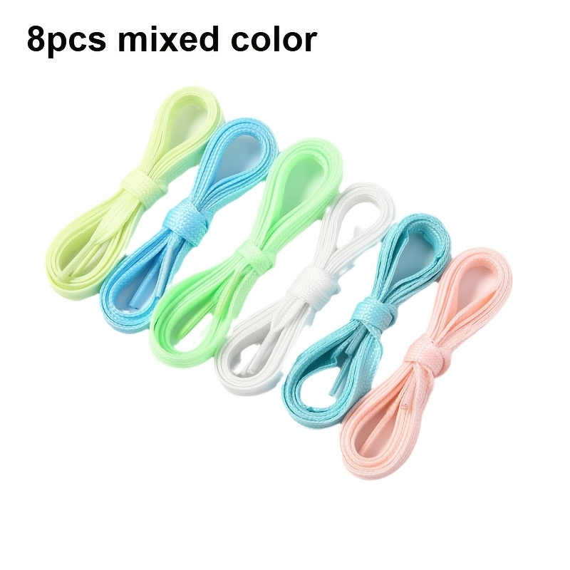 4/8pcs Mixed Colors With Thickened, Colorful, And Flat Fluorescent Luminous Shoelaces For Sports And Basketball Shoes