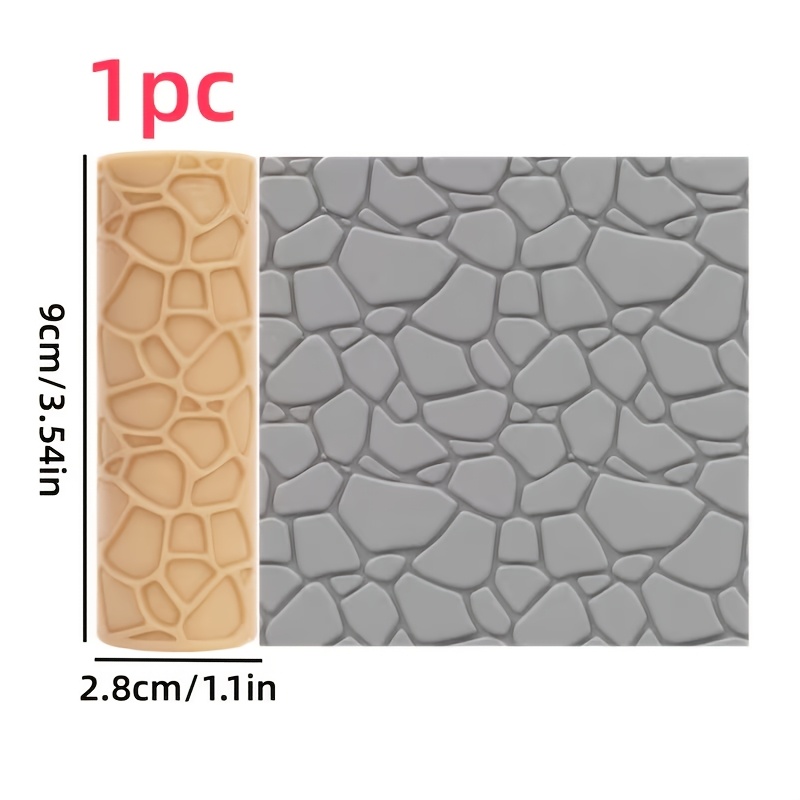 TEMU 1pc Stone Texture Roller Tool - Plastic Suitable For Polymer Clay, Ceramic & Pottery Crafts With Stone Texture Plates For Coasters, Jewelry