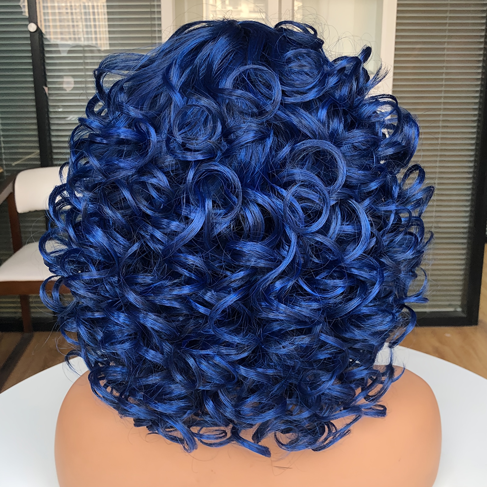 NWOT Curly Blue Wig ? Long Lace Front Blue Wig Deep Wave Curly Blue Wig Synthetic  main image 2