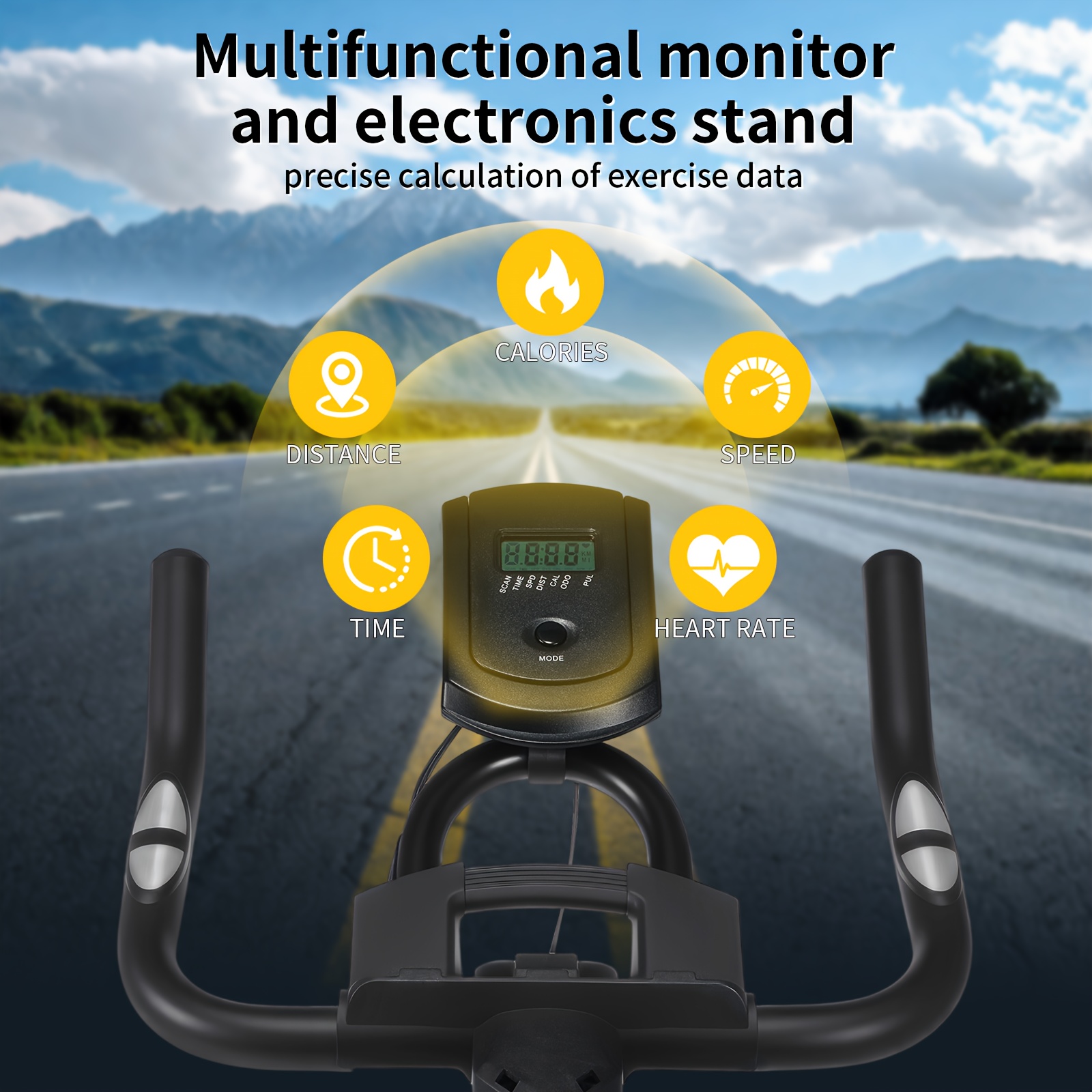   indoor exercise bike silent bike trainer with lcd adjustable   and heart rate monitor exercise bike with stand and water bottle holder 6 speed adjustable handlebars and seat 150 kg weight capacity home exercise bike indoor bike without battery details 1