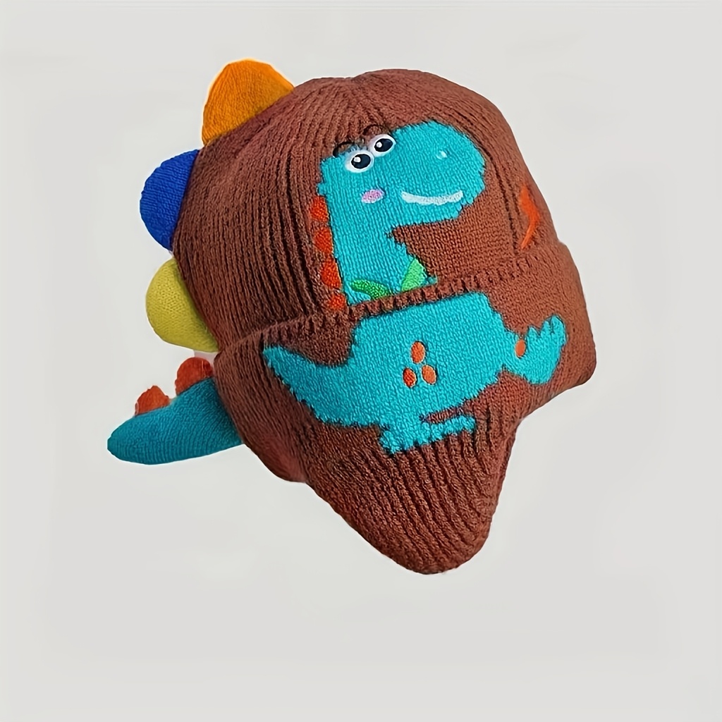 

Cozy Dinosaur Cartoon Beanie For Teens - , Thick Ear-warming Knit Hat With , Fall/winter