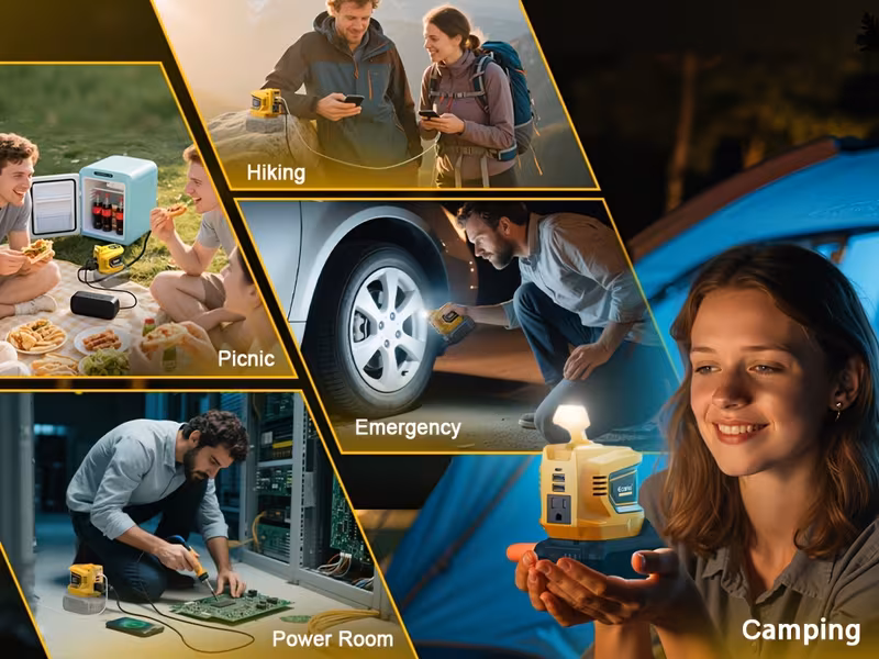 power inverter compatible with dewalt 20v battery inverter 20v to ac 110v portable phone charger generator power supply with 2 usb ports 1 type c 1 ac outlet for camping outdoor emergency christmas gifts without battery Product details 4