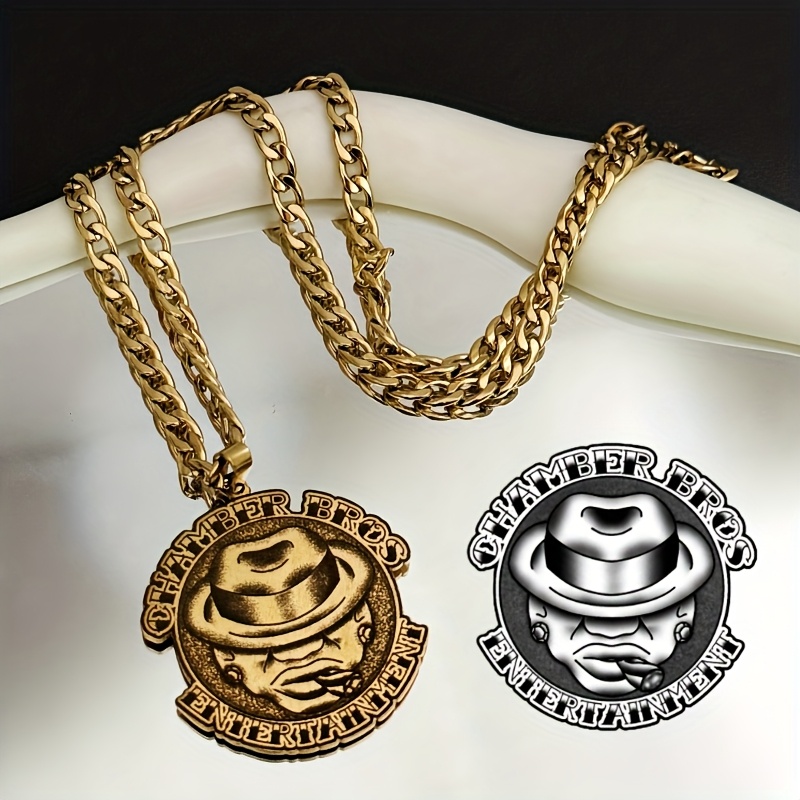 TEMU Custom Men's 304 304 304 304 Stainless Steel Necklace That Engraved With Images, Allowing For Personalized Additions Like Portraits, Landscapes,
