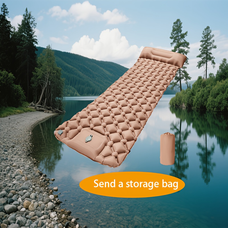 TEMU 1pc Outdoor Inflatable Sleeping Pad | 1-minute Quick Inflation + Extra Thick Puncture-proof | Essential For Camping / Hiking / Picnics |