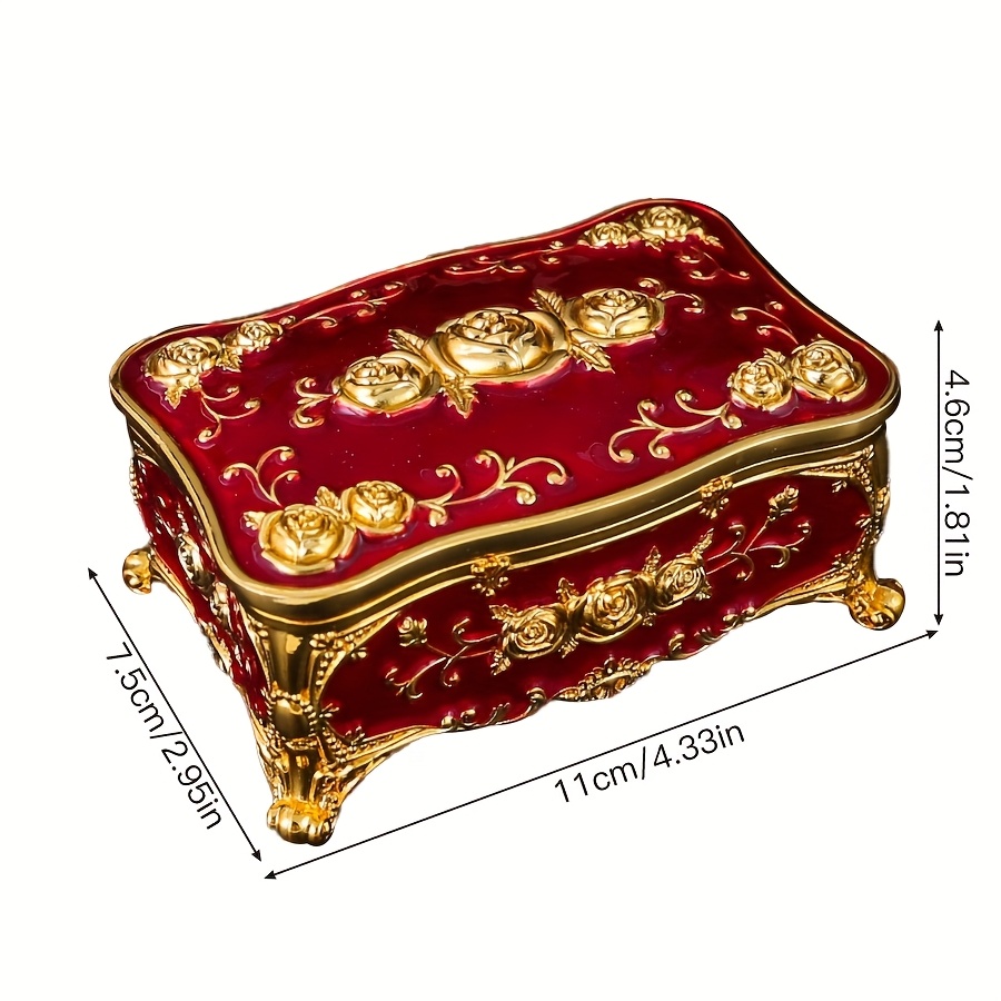 Elegant European Style Enamel Jewellery Box, Rose Organizer