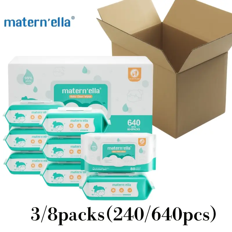 baby wipes 3 8 pack 240 640 wipes 99 water calendula aloe pearl texture lid stays Product details 8