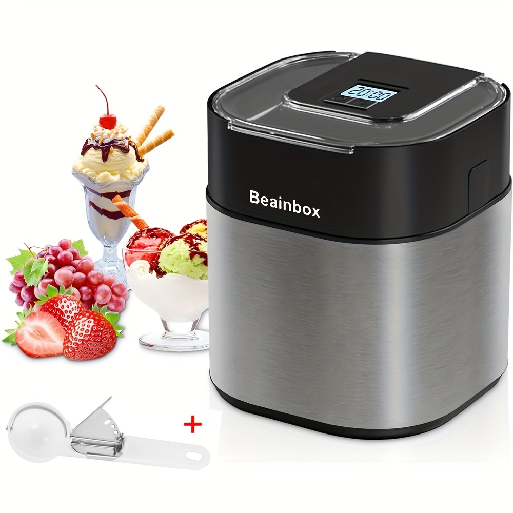 

Ice Cream Maker Machine For Home, 1.5 Quart Stainless Steel Homemade Electric Ice Cream Makers Countertop With Countdown Timer & Led Display, Automatic Yogurt, Sorbet For Home