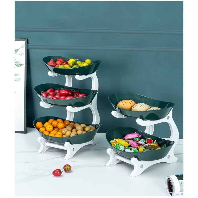 

1pc, 2/3-tier Plastic Fruit Plate, Light Luxury High-end Multi-layer Snack & Candy Plate Display, Trays, Living Room Coffee Table Decor, Home Use
