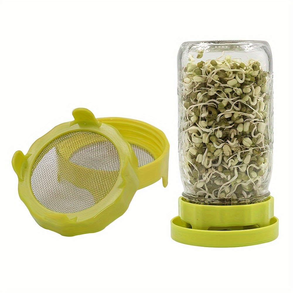 

Easy-to-use Sprouting Lid Kit For Mason Jars - Plastic & Stainless Steel, Includes Stand & Tray For Healthy Beans, , & Salad Greens