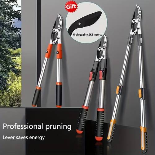 2pcs set heavy duty garden pruning shears and replacement with sk5 suitable for thick branches manual non electric ergonomically designed handle durable metal with a comfortable grip