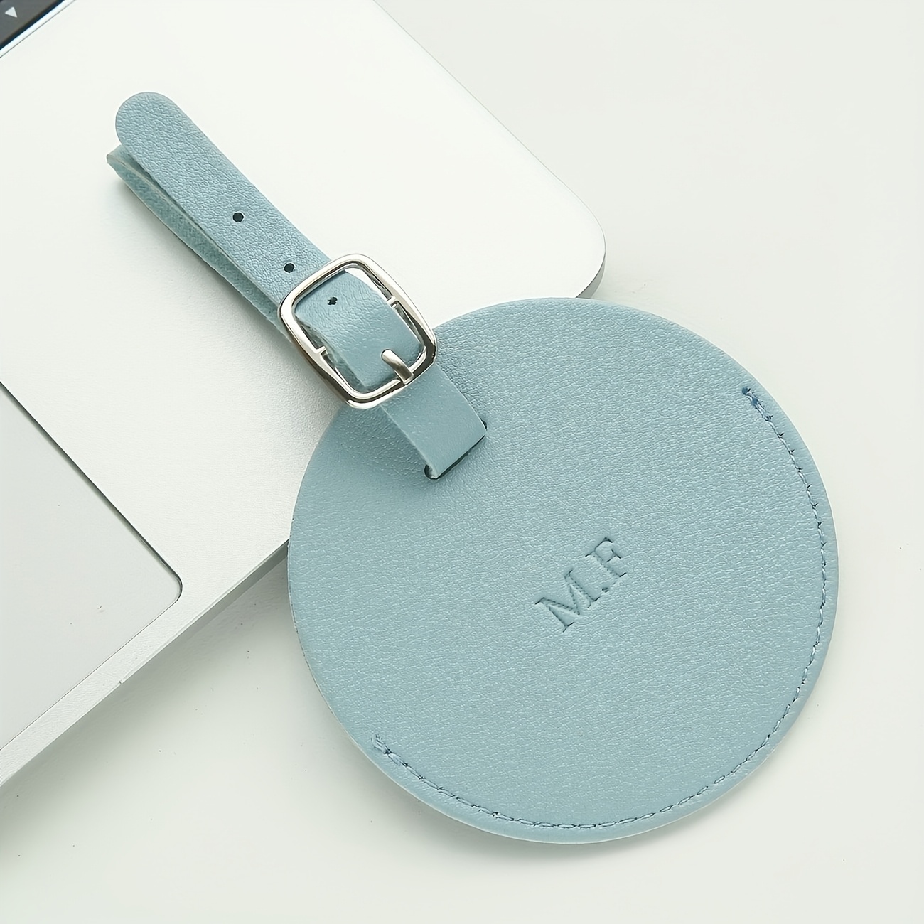 Personalized Round Luggage Tag with Initial, Custom Travel Accessory