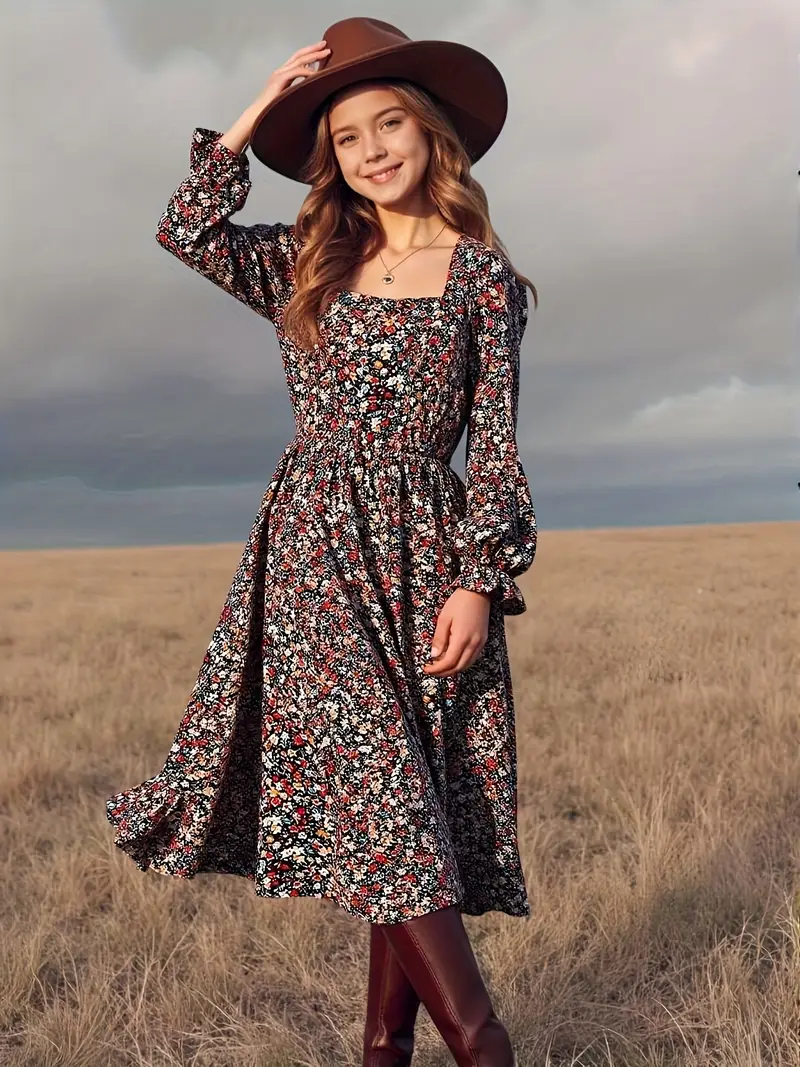 long sleeved floral neck dress older girls - Temu Oman long sleeved floral neck dress older girls - Temu Oman