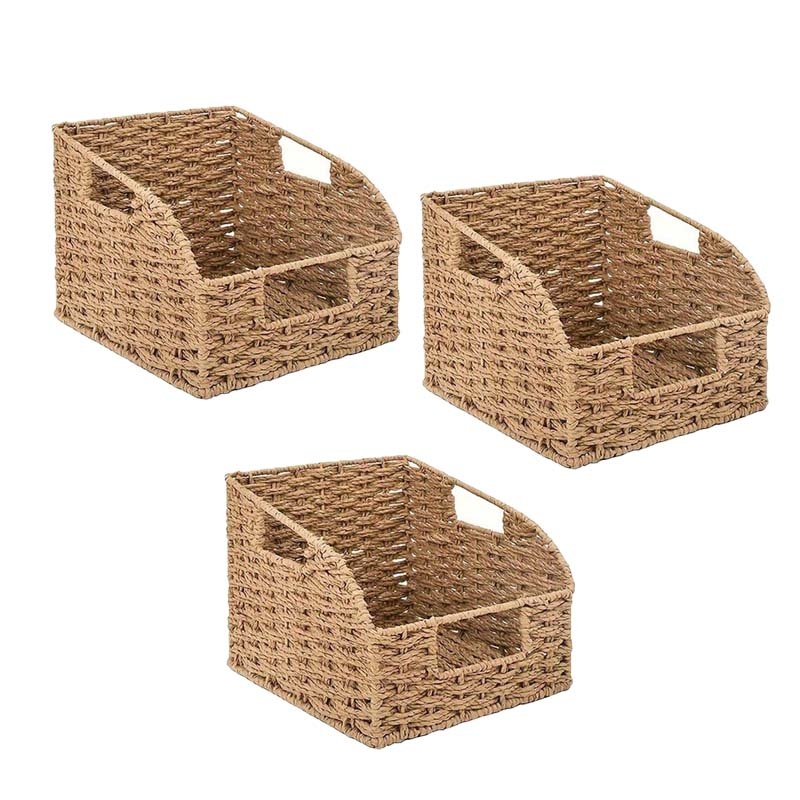 3pcs Paper Storage Baskets | Multi-functional Organizer For Home, Bathroom, Living Room - Vintage Style Storage Solution, Shelf Baskets