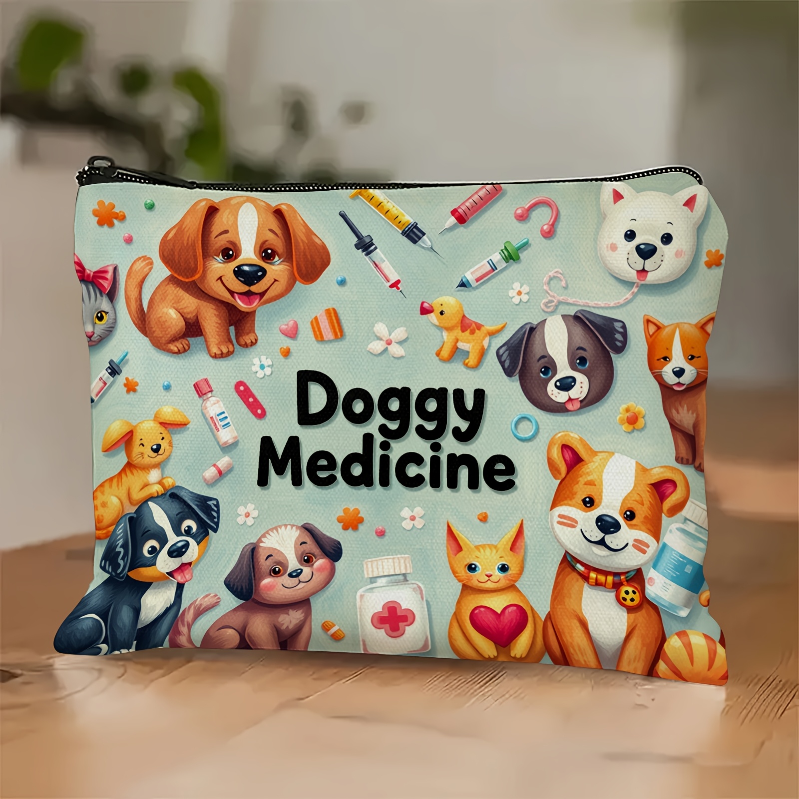 E-shop Hübsche farbenfrohe Hundemedizin-Druck Kosmetiktasche - Multifunktionale wiederverwendbare Kosmetiktasche, geeignet für Kosmetik, kleine Bälle,