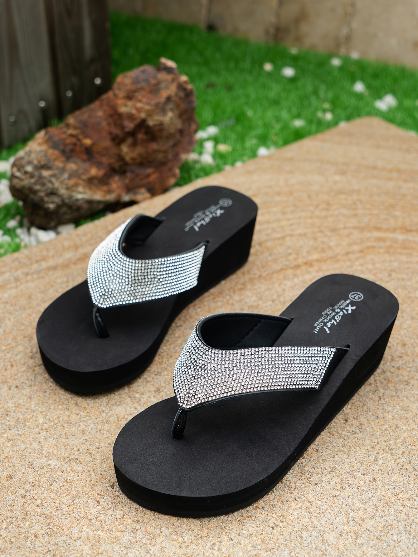 women's flip flops stylish summer beach wedge - Temu