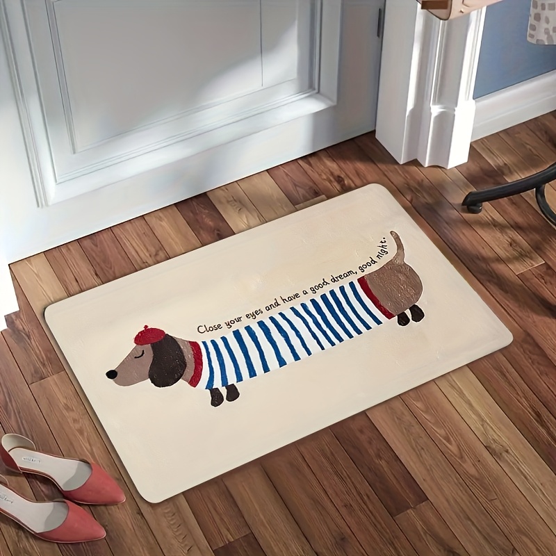 E-shop 1 Stück Flanell-Matte mit 1 cm Dicke, süßes Welpen-Design, leicht zu reinigen. Ideal für Küchenmatten, Eingangsmatten, und Waschküchen – für