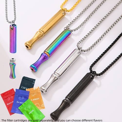 304 304 304 304 304 stainless steel mindfulness meditation breathing necklace the are sold separately and different flavors whistle pendant necklace detachable and replaceable filter element