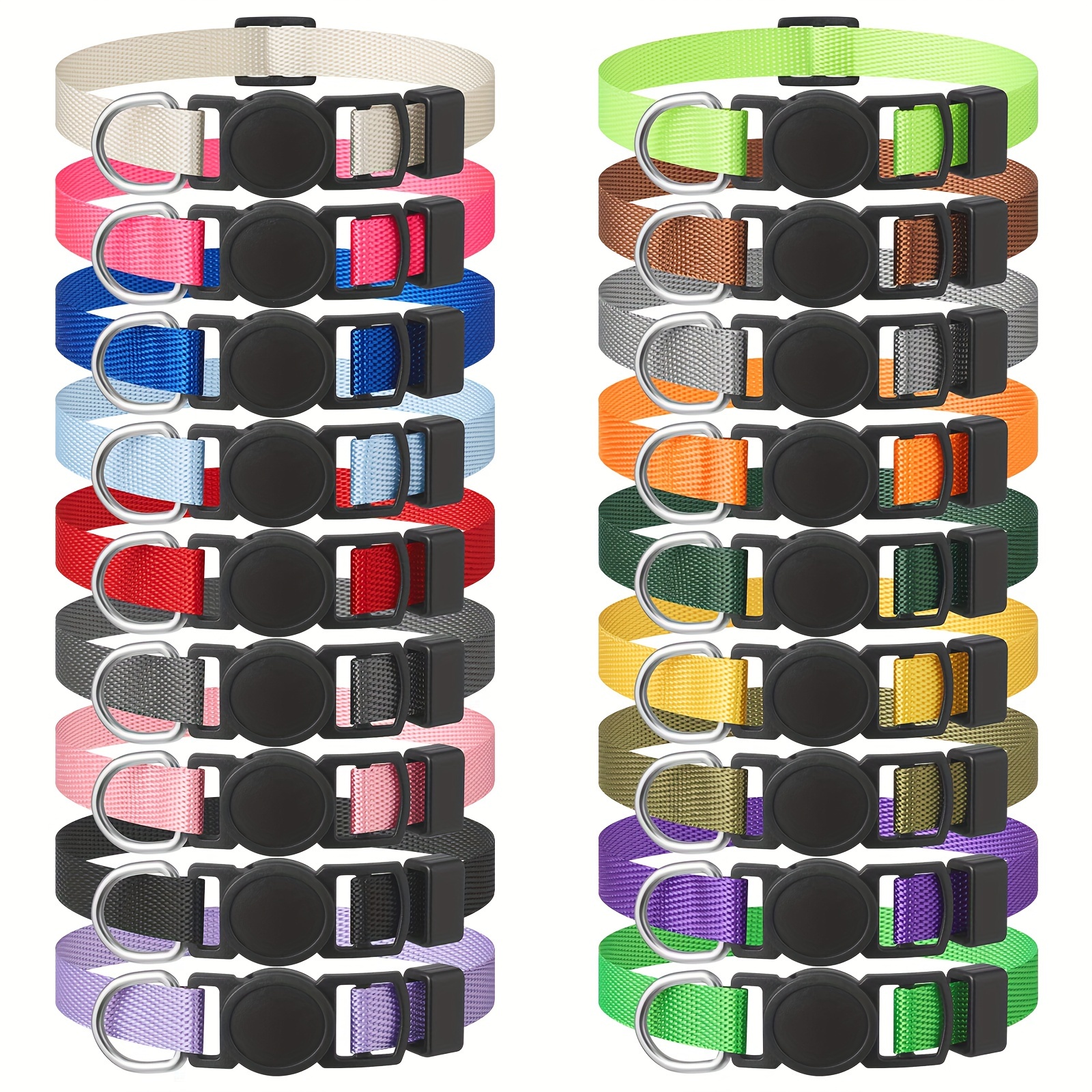 

Safe 18pcs Puppy Collars For Small Puppies Litter Set,18 Colors Soft Nylon Breakaway Small Dog Collar,adjustable Whelping Supplies Collar (s) M