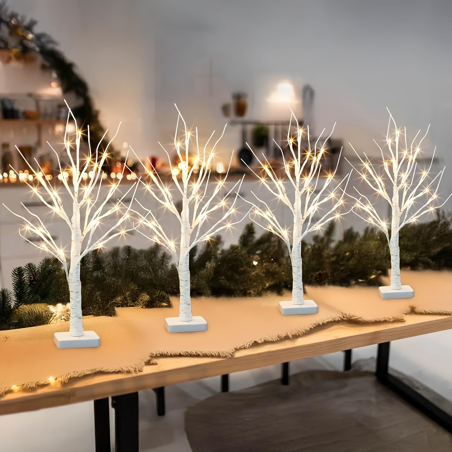 2 4 pack lighted birch tree 18in home decor tabletop wedding decoration twinkling tree pre lit artificial birch trees with 24 led for wedding christmas new year party led birch tree with lights