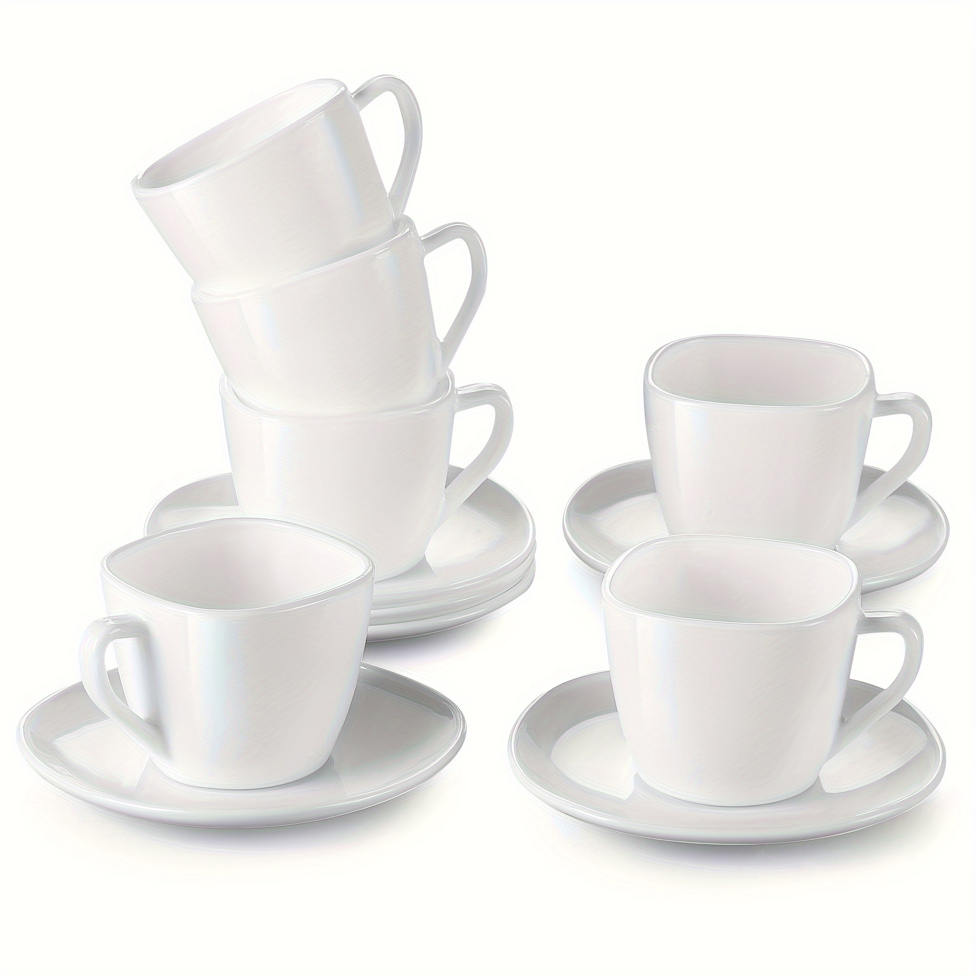 Malacasa, Series Elisa, 12pcs China Porcelain Drinkware Coffee Set With 6pcs Cups And 6pcs Saucers, Service For 6