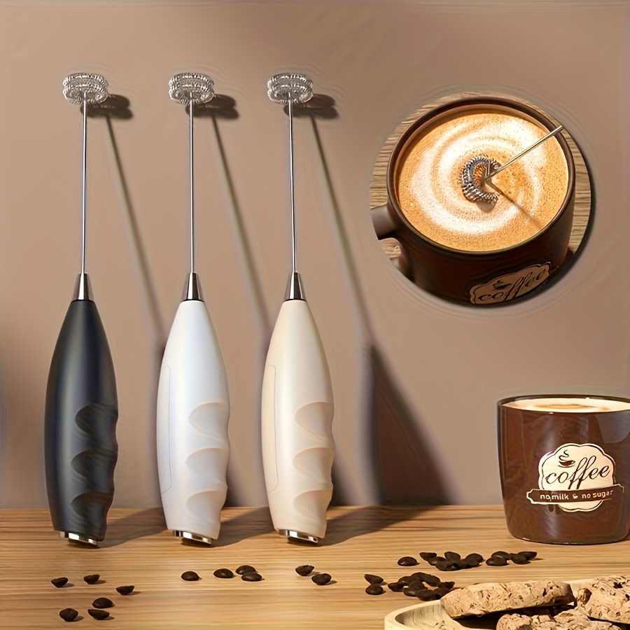 electric milk frother whisk handheld single   easy to   metal stand for       drinks and baking