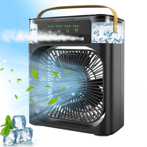 portable air conditioner five hole portable fan cooling spray hole humidification three speed adjustable fast cooling 20 29oz large capacity water tank five nozzles adjustable fog in one blowing cooling