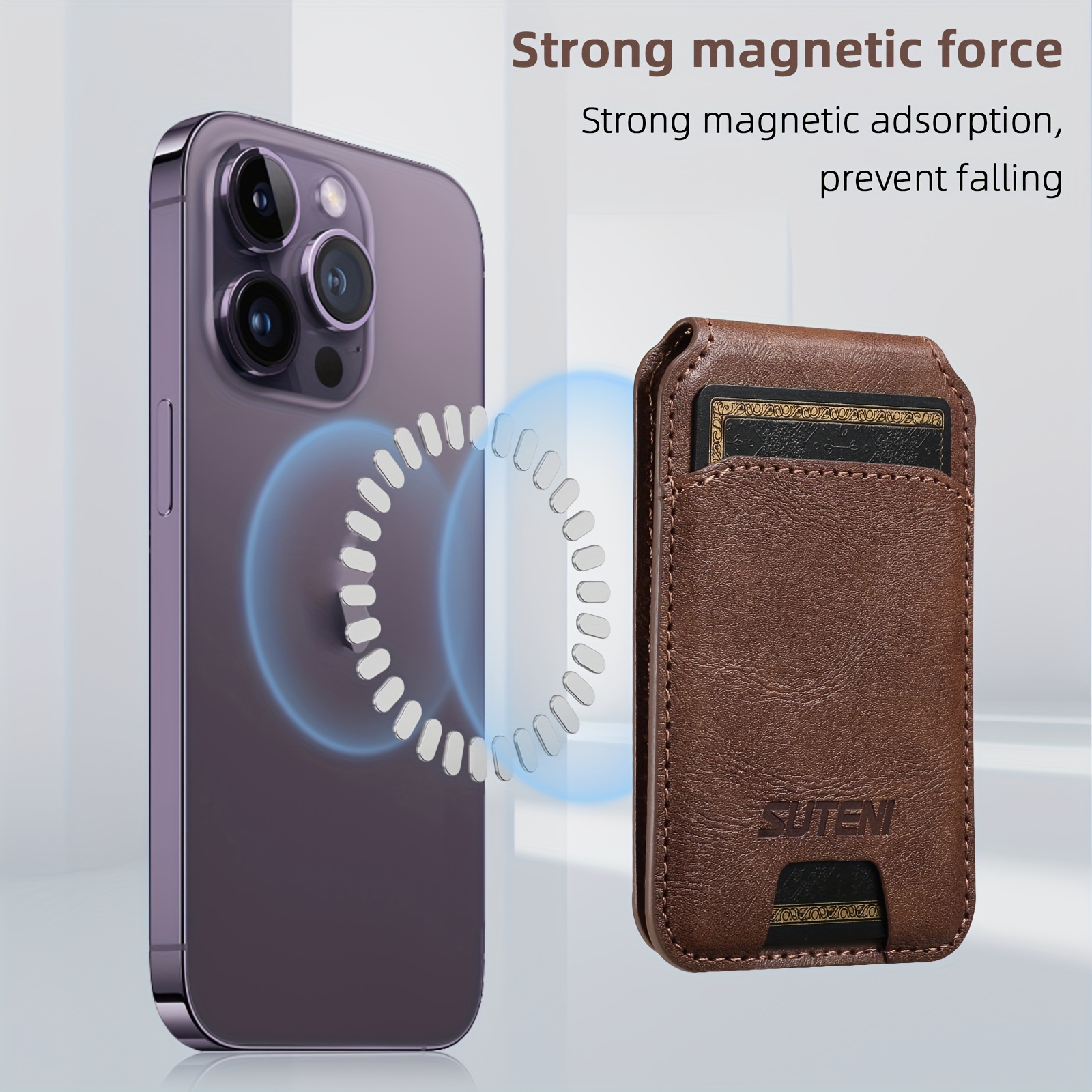 

Suteni Leather Magnetic Phone Bag Wallet Card Bag For