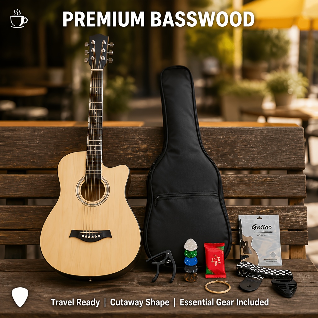 38 Inch Basswood Acoustic Guitar, Portable Size for Easy Carrying,... product image 5