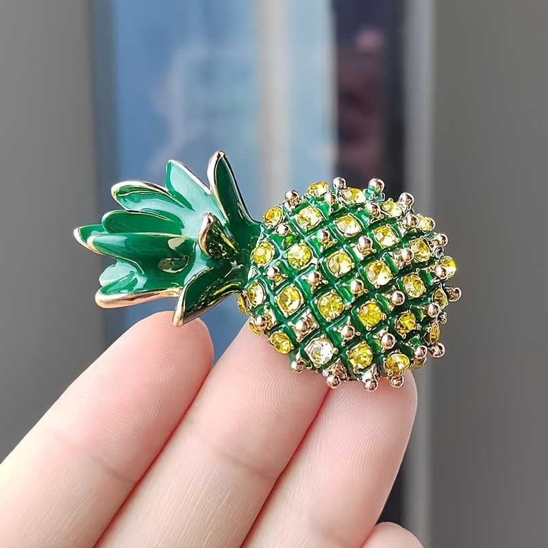 TEMU New European And American Cross-border Pineapple Brooch For Women, High-end Pin, Diy Premium Suit Accessory