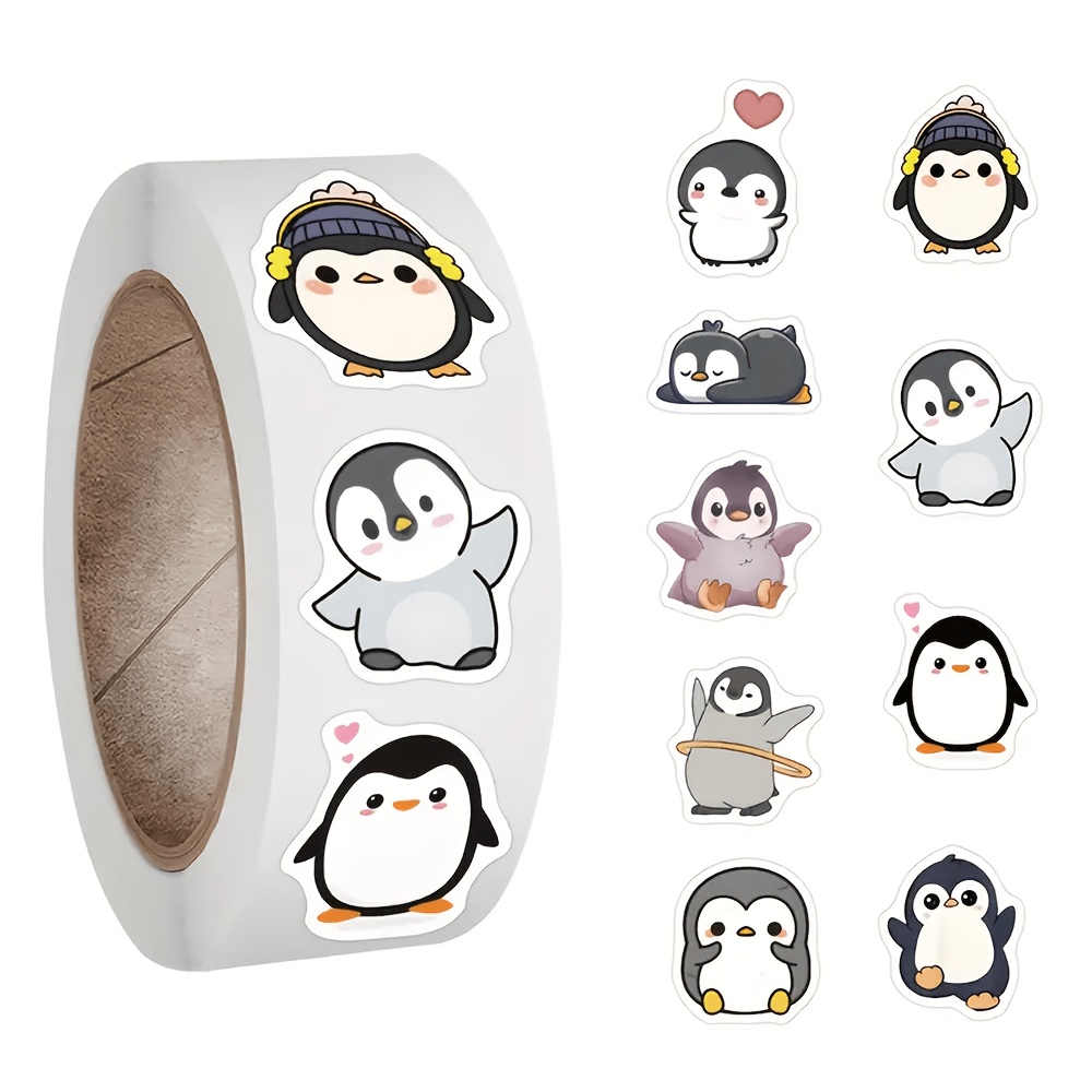 500pcs/roll Penguin Stickers Labels Decorative Stationery Stickers Gift Packaging Floral Envelope Seal Labels