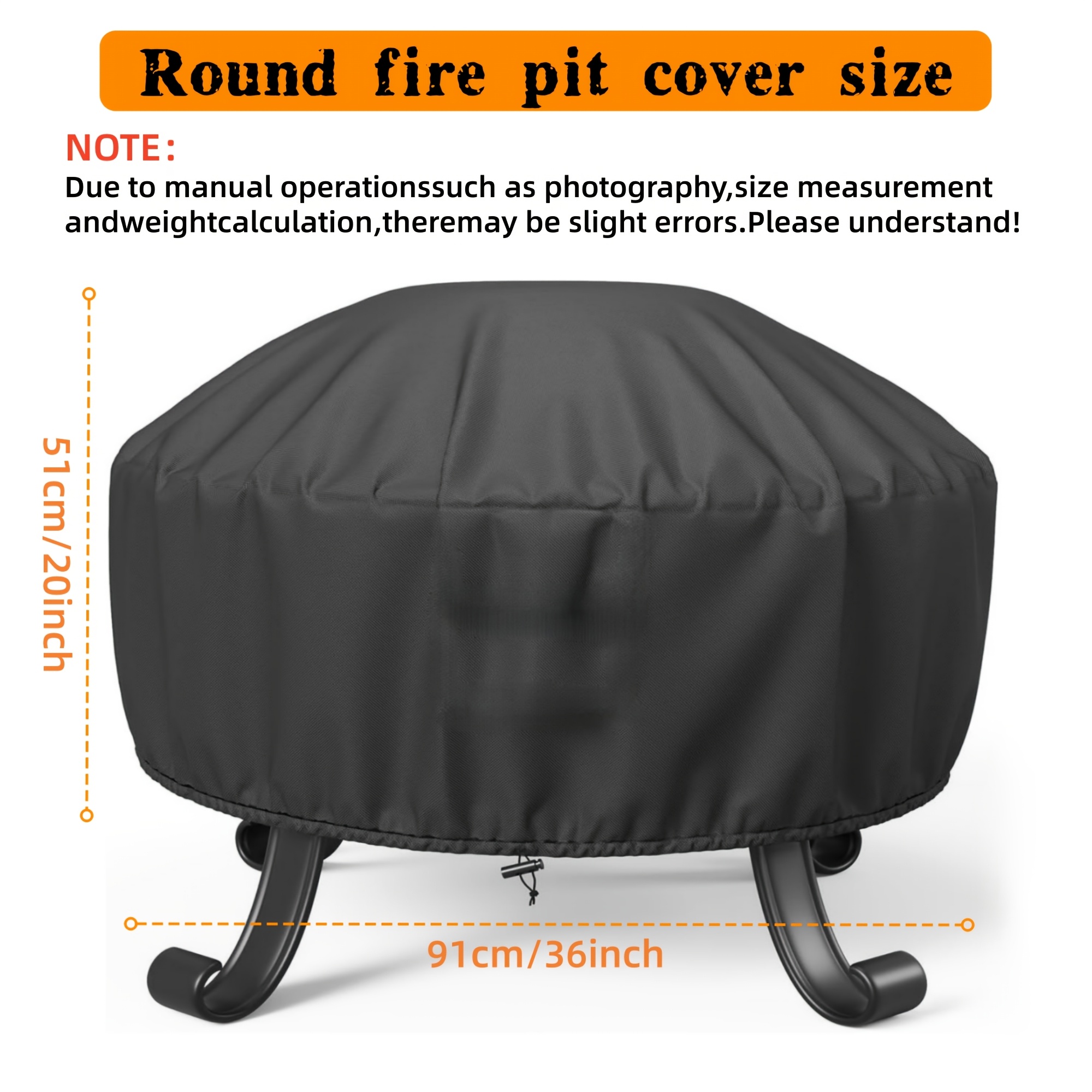 TEMU Circular Cover For Fire Pits, Compatible With Sizes Of Round Fire Pits. Constructed From 300-gsm Oxford Material For Protection Against For All