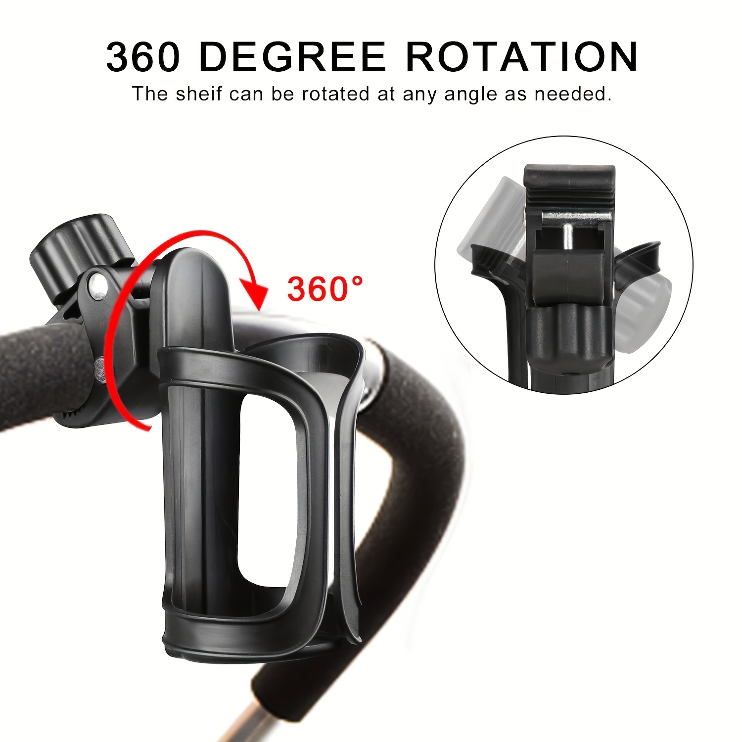 

1pc Universal Bicycle Cup Holder, 360-degree Rotating Cup Seat - Non-slip Bottle Holder With Fastening Device, And Safe, Suitable For Bicycles, Strollers, Scooters, Pushchairs, And Wheelchairs.