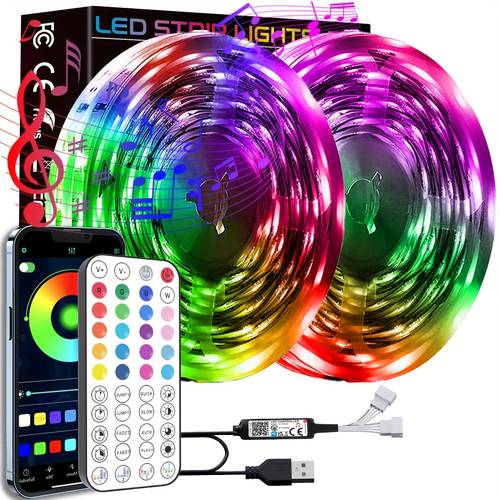 16ft 100 strip lights for room with app control and 44keys remote timing for beedroom home party decor gift