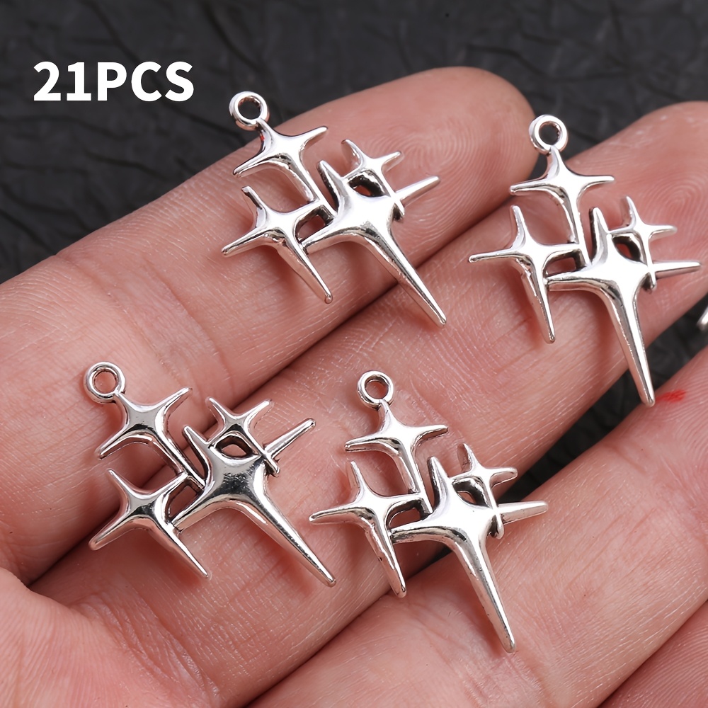 TEMU 21pcs Of Star-shaped Silvery Jewelry Additions. The Combination Of Multiple Pointed Stars A Sleek Texture Wrapped In A Unique Cool Vibe. Are