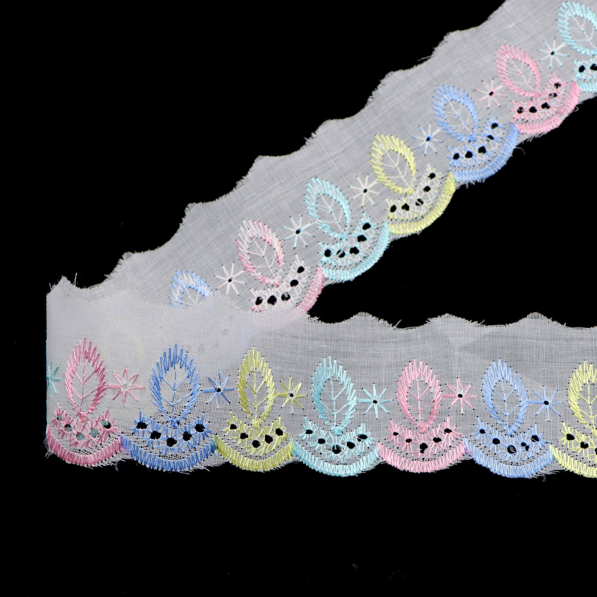 TEMU Ruban de Dentelle Blanc 50mm/2 pouces avec Broderie Plume, 5 /rouleau, pour Bordure Polyvalente, Loisirs Créatifs & Décoration d'Intérieur