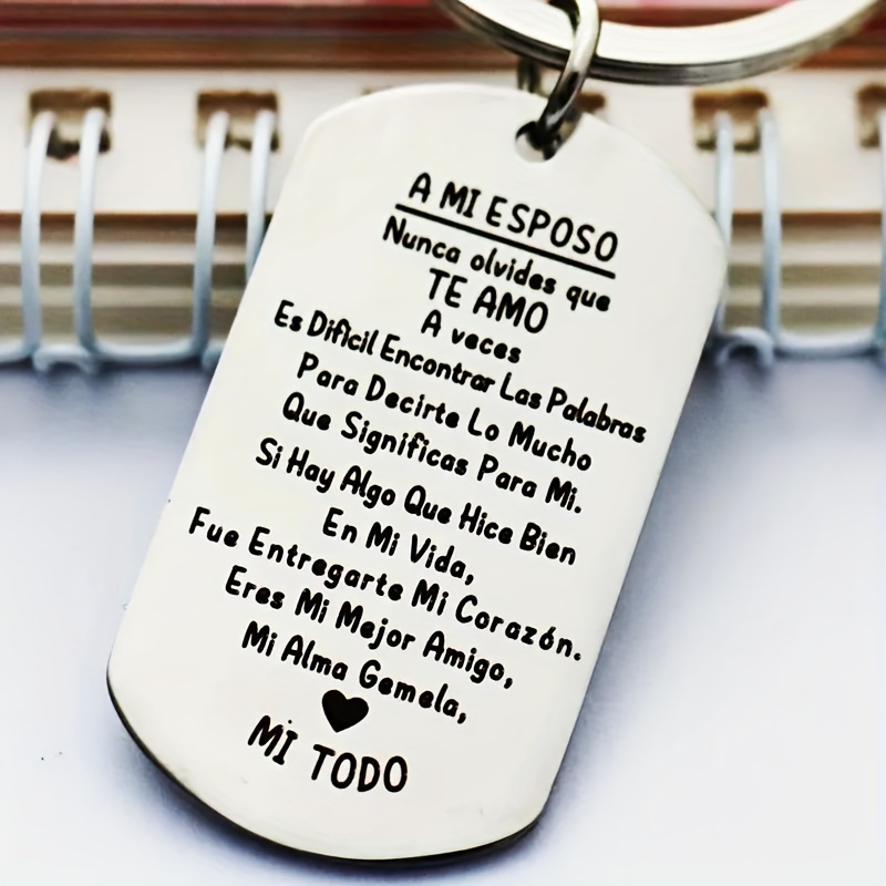 

1pc, Spanish Esposa A Esposo Gifts Keychain, Couples Jewelry Valentienes Day Anniversary Gifts For Men