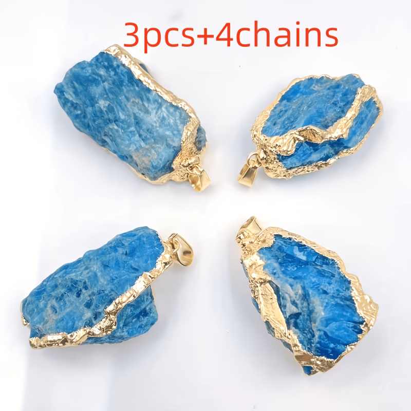 TEMU 7 pezzi assortiti (3 ciondoli e 4 catene) blu Ciondolo laterale Bellissimo Sensazione fresca