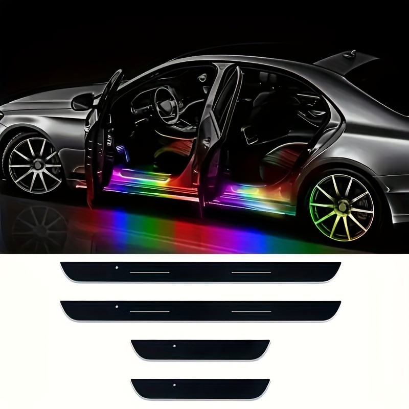 TEMU 4pcs Wireless Led Car Door Lights With , 7 Colors, Usb Rechargeable, Automatic Sensing, Bright Ambient Lighting - Ideal Gift For Men And Women