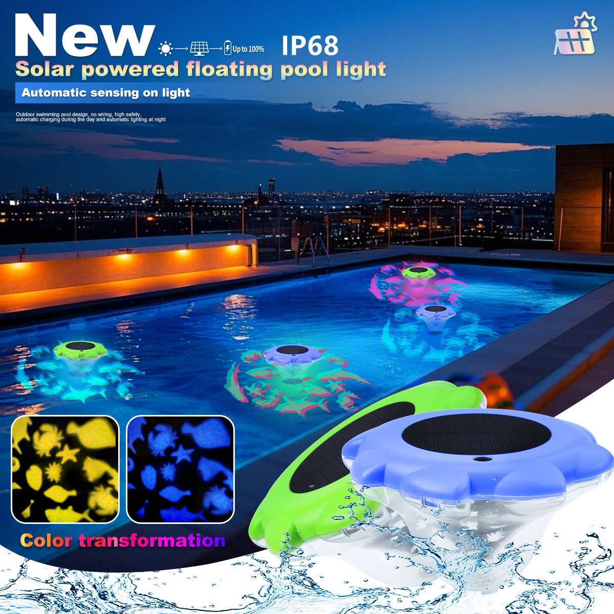 4 Lumières Flottantes Piscine LED RGB - Télécommande + IP68 - 16 Couleurs Pour Fête Ou Décoration