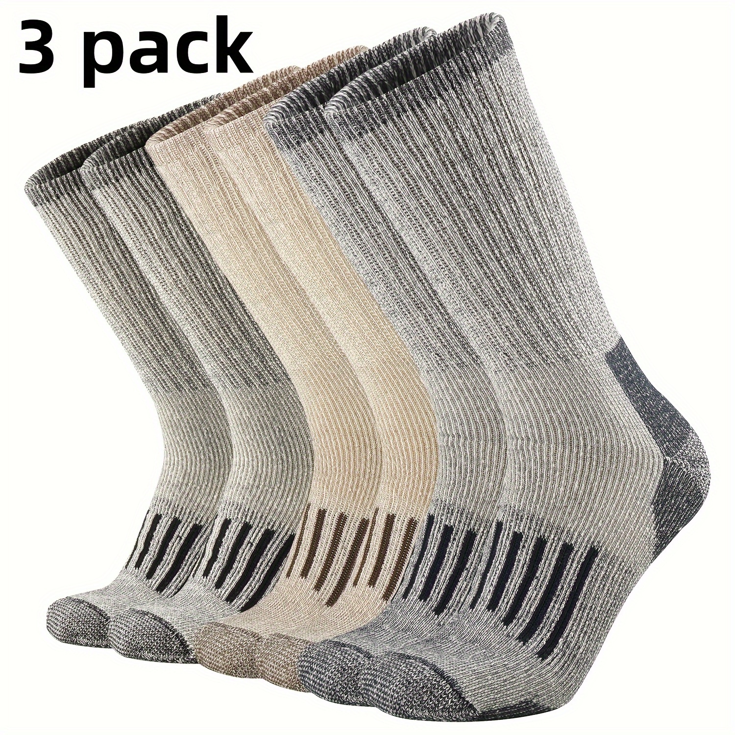 

3/6/9/12pcs Sox Town Men's Wool Cushion Crew Socks Moisture Wicking Control For Outdoor Hiking Work Boot Thermal Warm All 3/6/9/12 Pairs