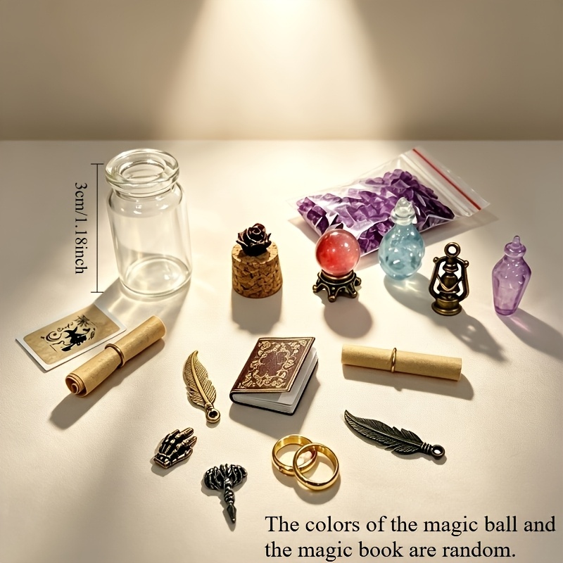 TEMU 19pcs Set, Miniature Retro Magic Workbench Decorative Ornament Set, Miniature Ornaments, Suitable For 1:6 And 1:12 Scale Dollhouse Decoration,