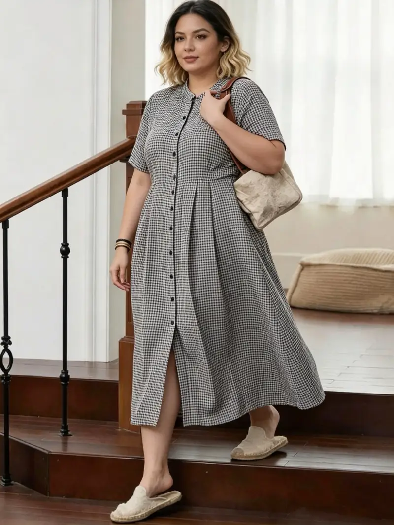 plus size plaid casual shirt dress YOURS Plus Size Chocolate Brown Check Shirt Dress