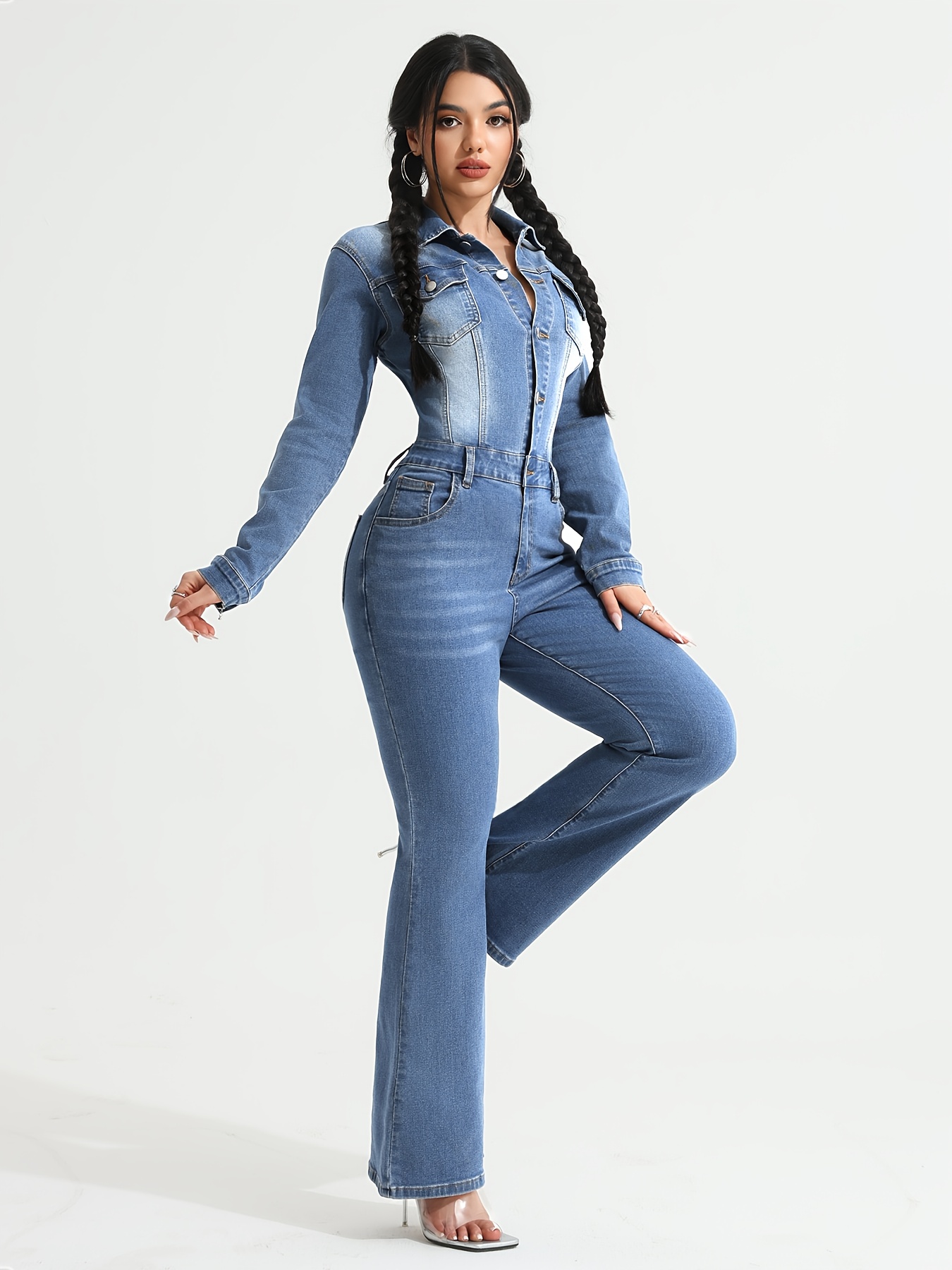 set de overal din denim pentru femei jumpsuit versatil cu