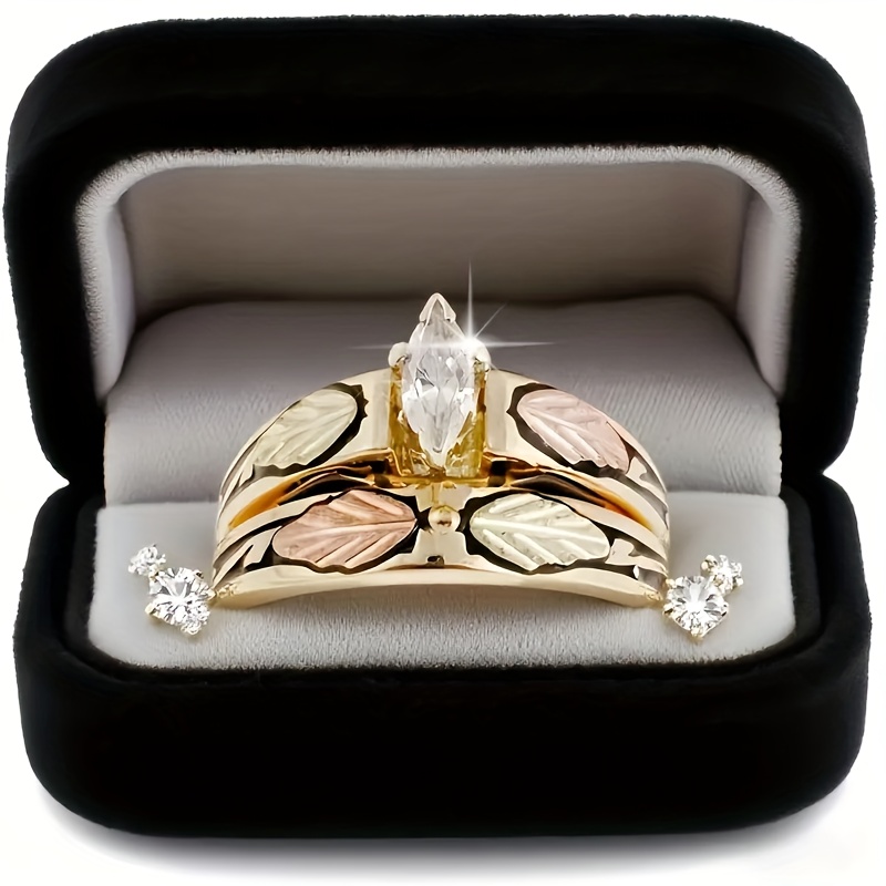 TEMU 925 Silver Women's 2pcs Ring Set, 18k Golden Plated - Bohemian Style - Retro Ring, Fashionable Design, Suitable For Daily Wear, Banquets,