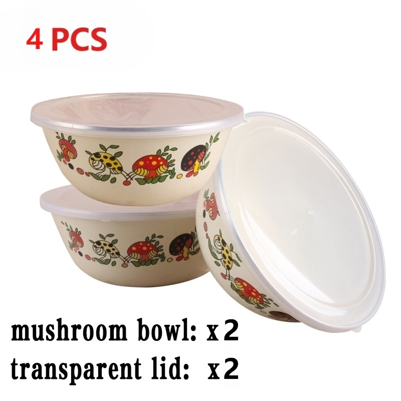 TEMU 4/6 Pack Vintage Bowls With Lids, Reusable Food Storage Containers, Kitchen Serving Bowls For Fruit Salad Dry Food, Dishwasher Safe For Camping