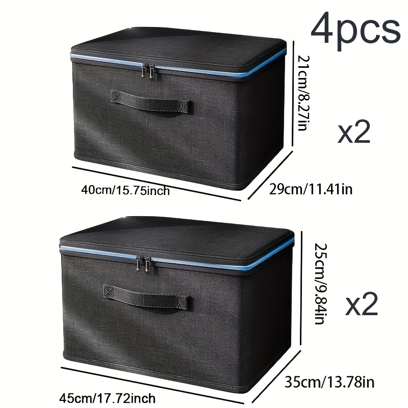 TEMU 4pcs Extra Large Stackable Storage Box - Versatile, Space-saving Organizer For Closet, Bedroom, Kitchen & More - Ideal For Toys, Books, Clothes & Linens(m+l)