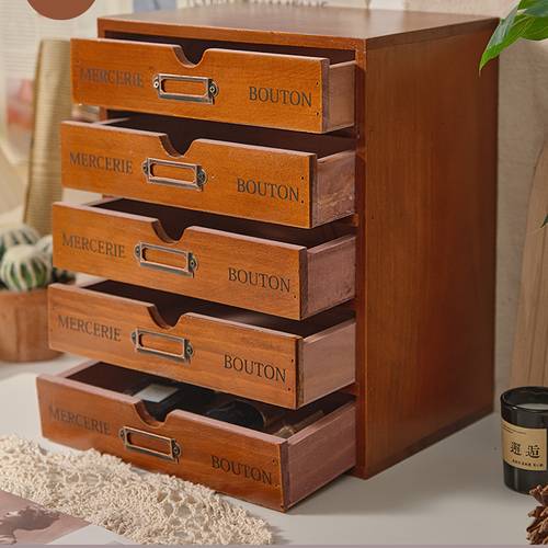 1pc retro five layer wooden storage cabinet technology storage drawer multi layer toolbox office storage and accessories are suitable for jewelry storage storage drawer units