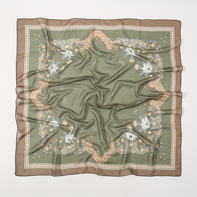 TEMU 1pc, Foulard Carré Femme - Hijab, Foulard Toutes Saisons, Confortable et Facile à - Léger et Coupe-Vent, Imprimé Floral Facile, Foulard de Cou