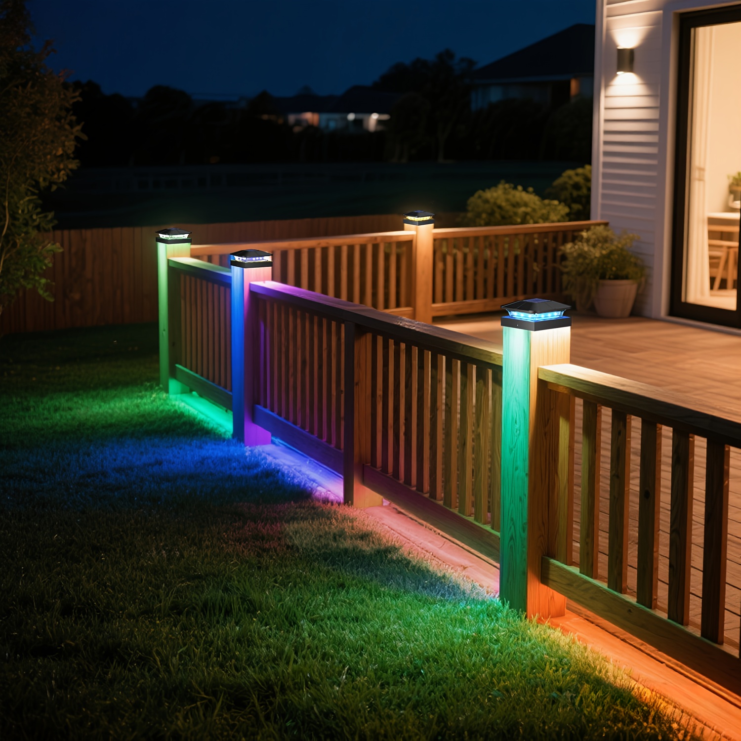 2/4 pièces Lampes Solaires RGB à Changement de Couleur, Lampes Solaires LED Extérieures Lumineuses RGB, 7 Modes d'Éclairage, Lumière Solaire pour Clôture, Terrasse, Escalier, IP65, Lumière Décorative pour Rue, Porche et Jardin, Lumières d'Ambiance Festive